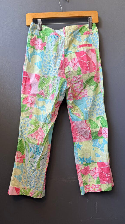 Vintage Patch Print Capri Pants