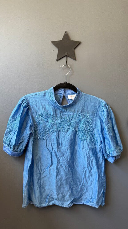 High Neck Embroidered Blouse