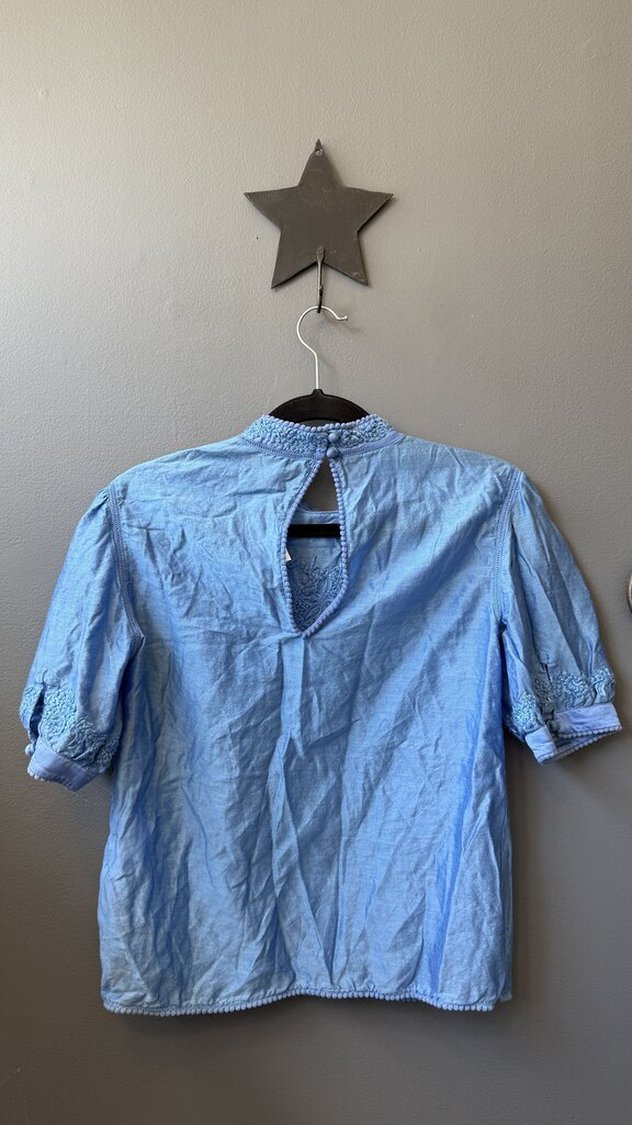 High Neck Embroidered Blouse