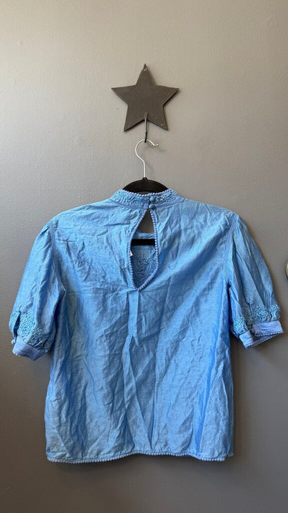 High Neck Embroidered Blouse