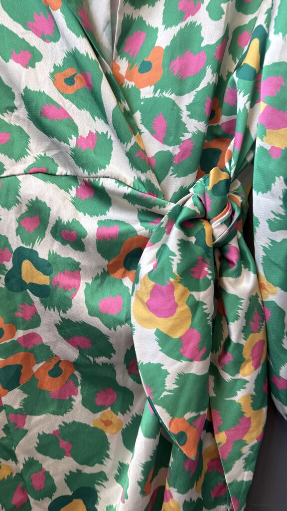 Green Leopard Wrap Shirtdress