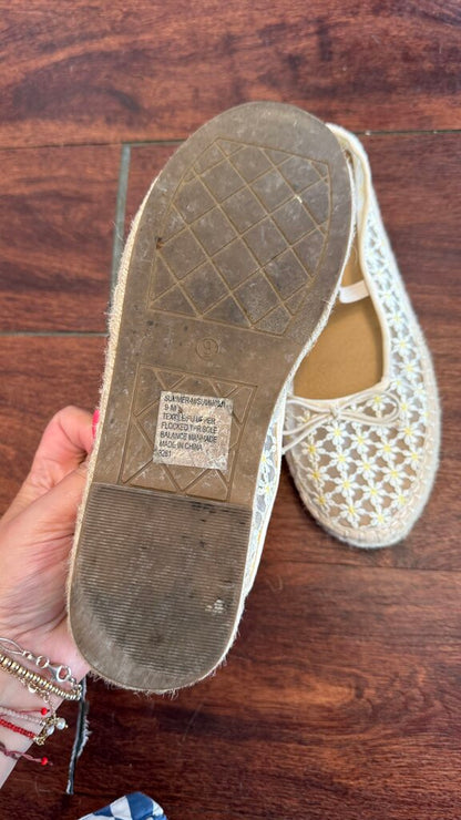 Mesh Embroidered Mary Jane Flats