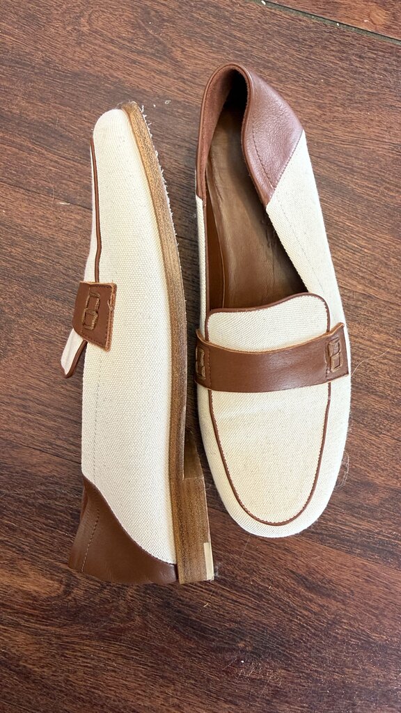 Canvas Leather Fold Down Loafers