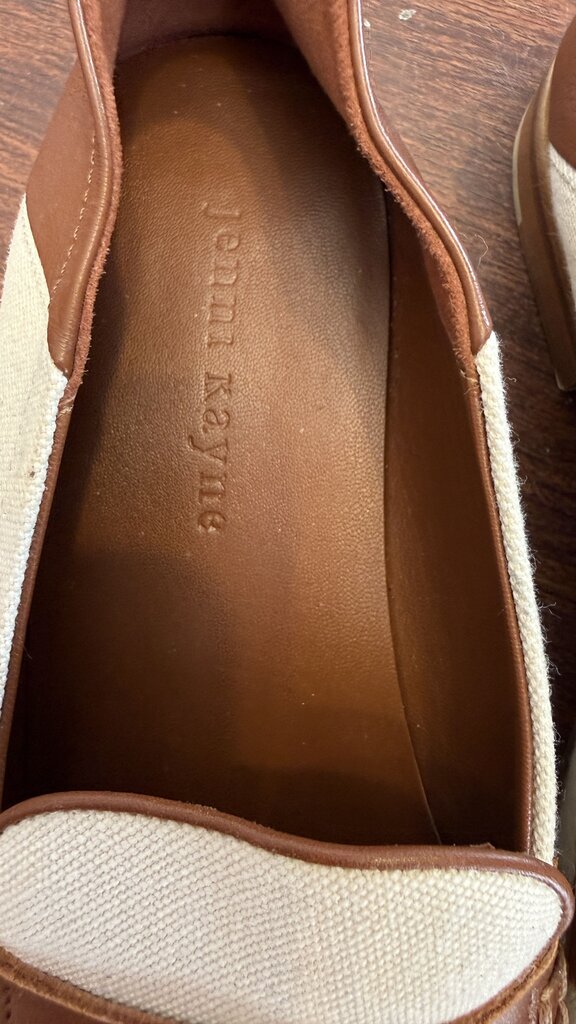 Canvas Leather Fold Down Loafers