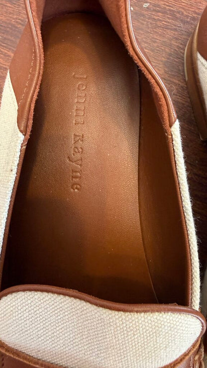 Canvas Leather Fold Down Loafers