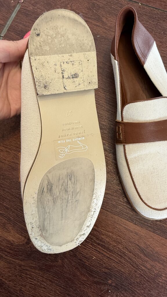 Canvas Leather Fold Down Loafers