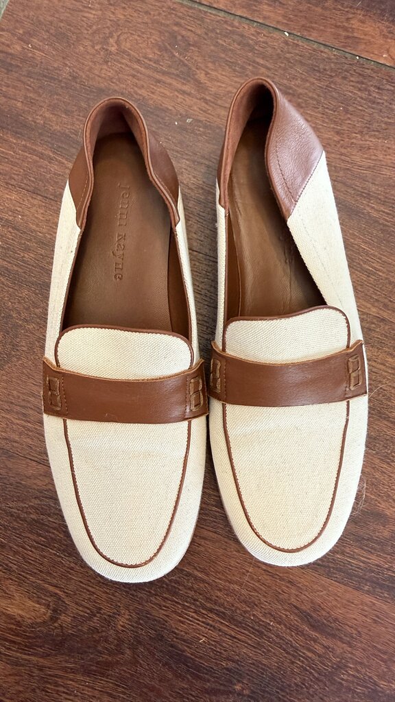 Canvas Leather Fold Down Loafers