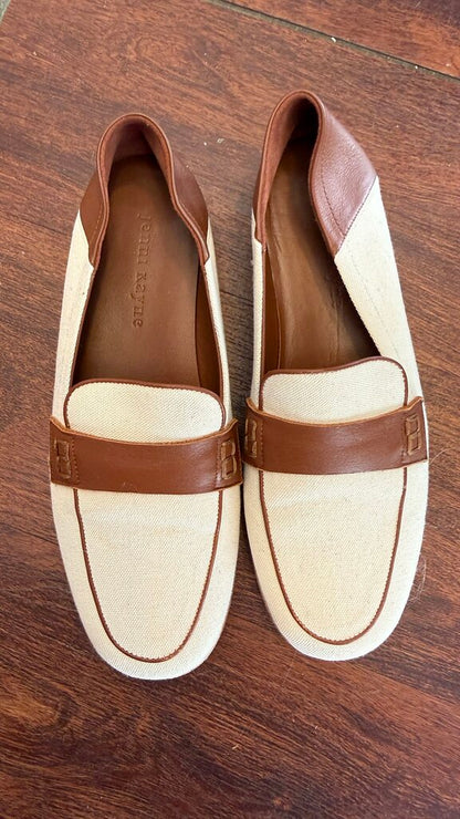 Canvas Leather Fold Down Loafers