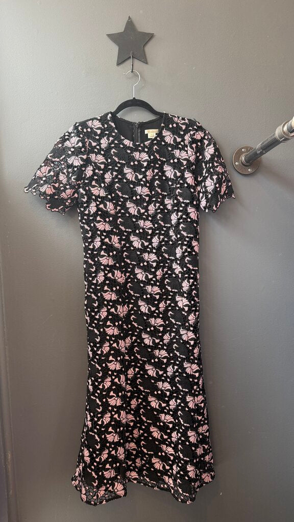Lace Kick Hem Midi Gown Dress
