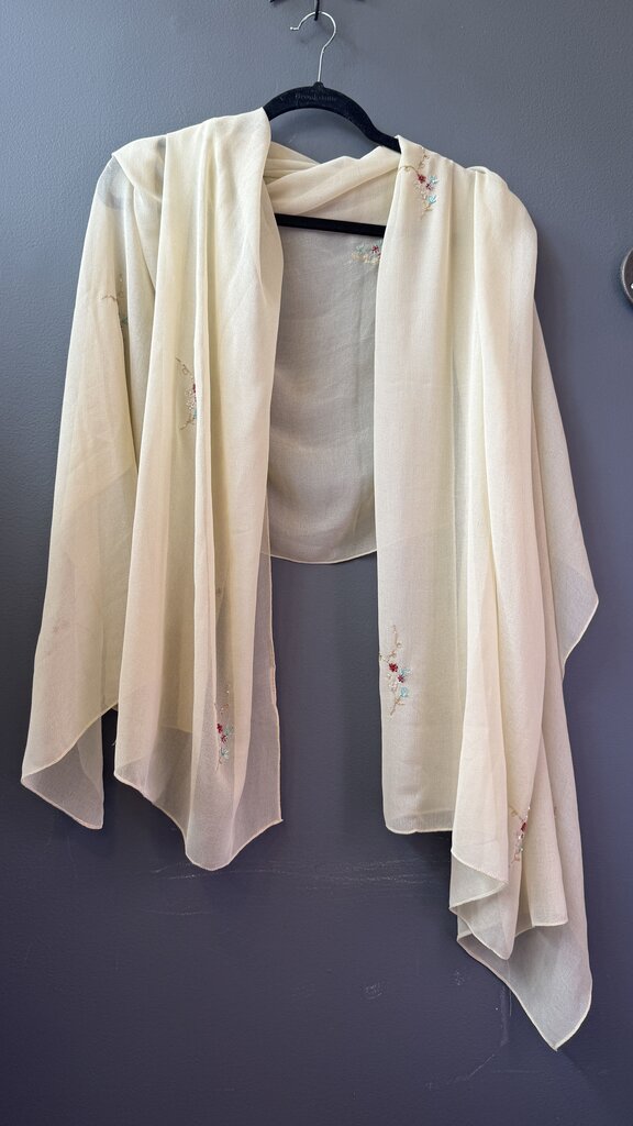 Beaded Embroidered Sheer Shawl