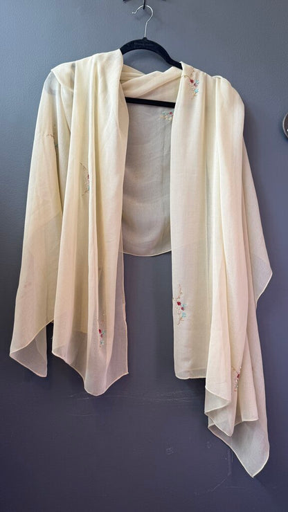 Beaded Embroidered Sheer Shawl