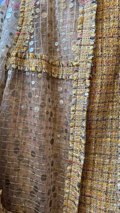 Tweed Dress + Sheer Sequin Jacket