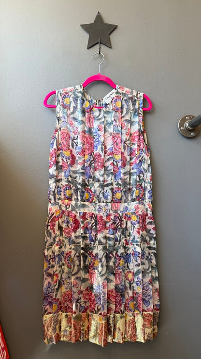 Silk Floral Pleated Dress