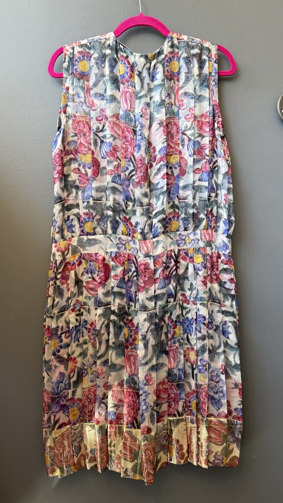 Silk Floral Pleated Dress