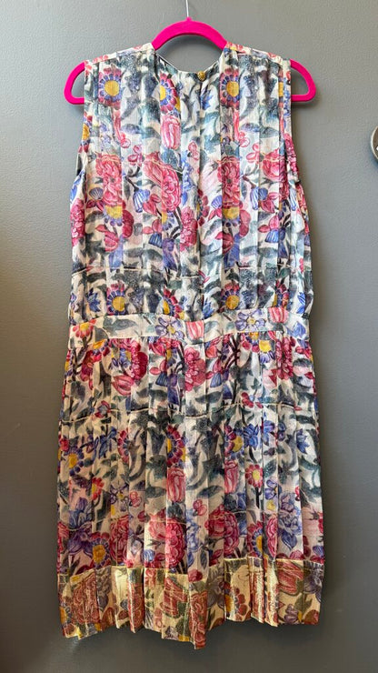 Silk Floral Pleated Dress