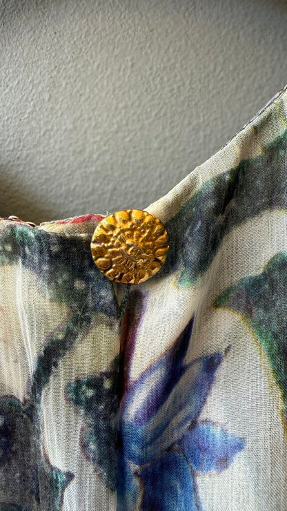 Silk Floral Pleated Dress