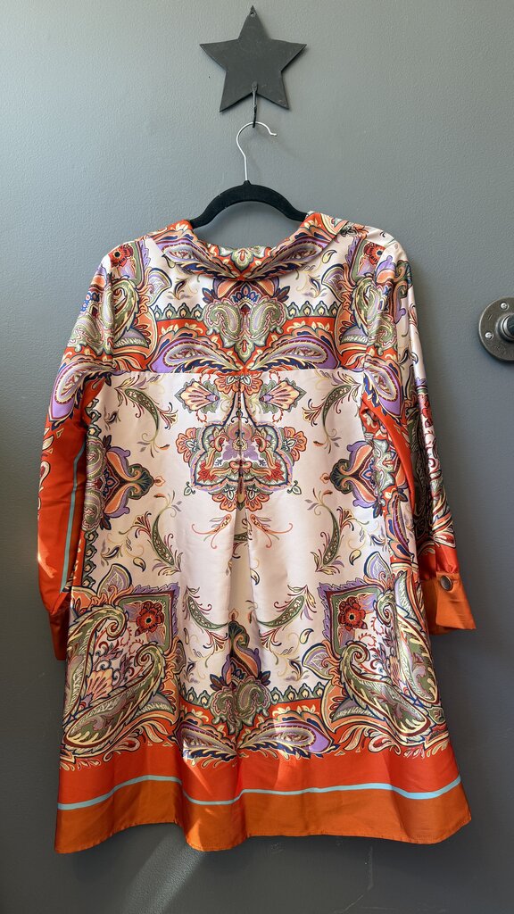 Satin Paisley Shift Dress