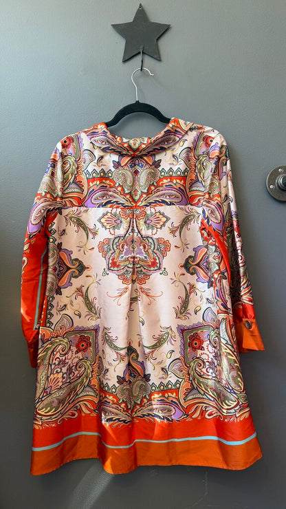 Satin Paisley Shift Dress