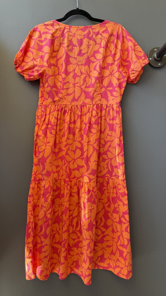 Hibiscus Print Tiered Midi Dress
