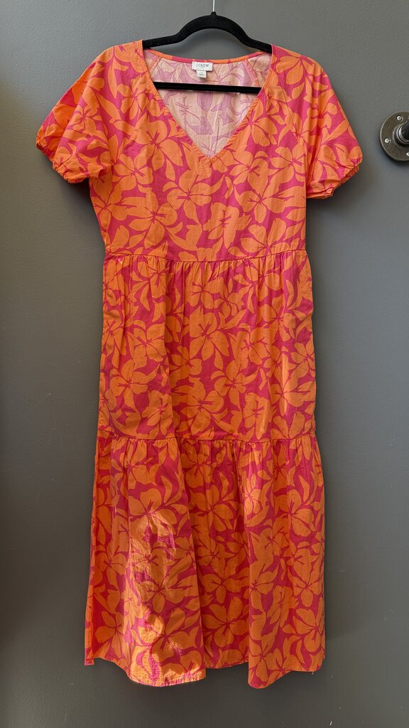 Hibiscus Print Tiered Midi Dress