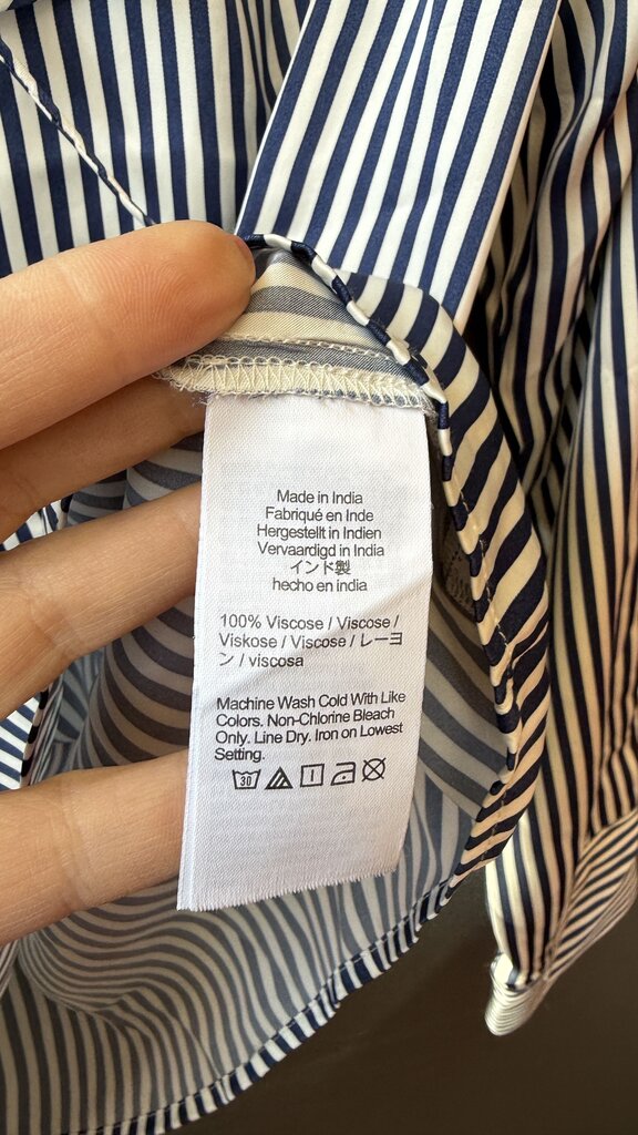 Satin Stripe Ruffle Collar Blouse