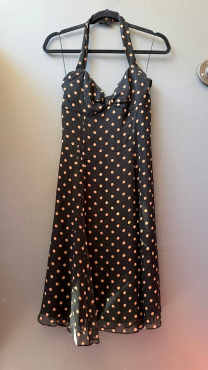 Vintage Silk Polka Dot Halter Dress