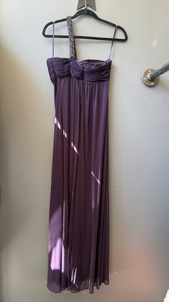 Vintage Beaded One Shoulder Maxi Gown Dress