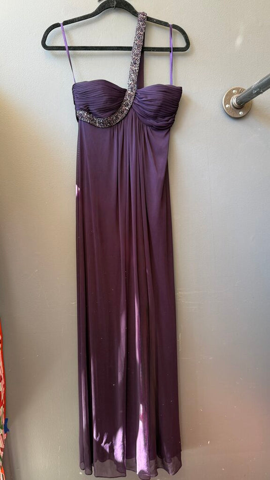 Vintage Beaded One Shoulder Maxi Gown Dress