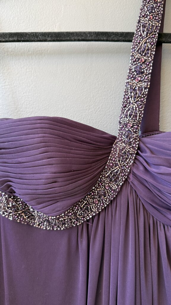 Vintage Beaded One Shoulder Maxi Gown Dress