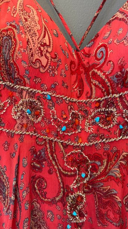 Vintage Silk Beaded Paisley Dress