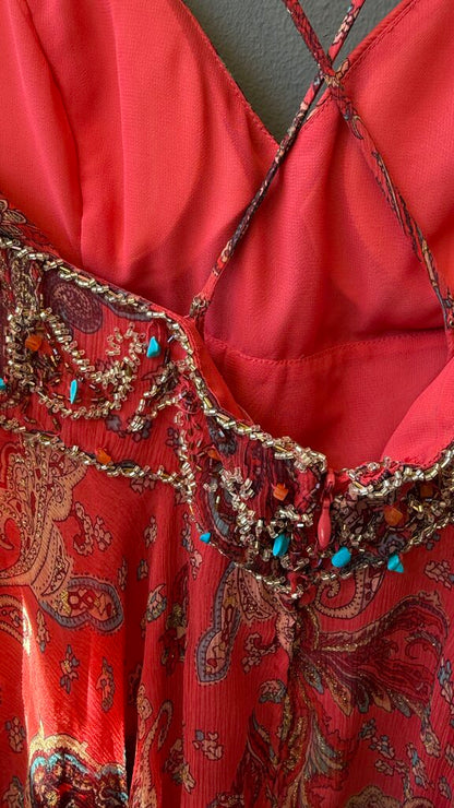 Vintage Silk Beaded Paisley Dress