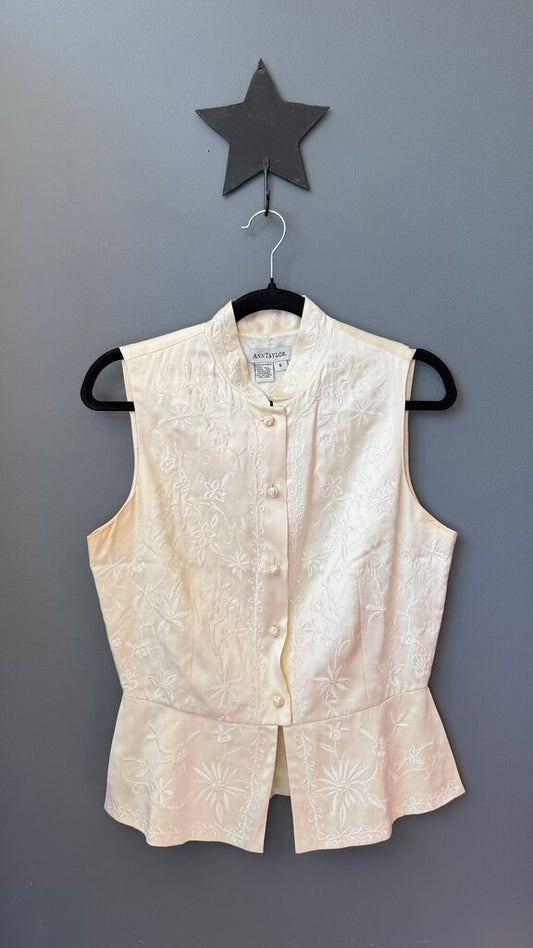 Embroidered Silk Sleeveless Top