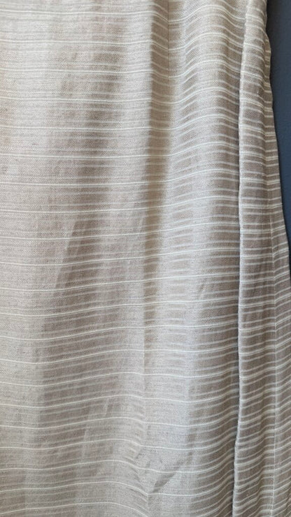 Cotton Linen Stripe Midi Skirt