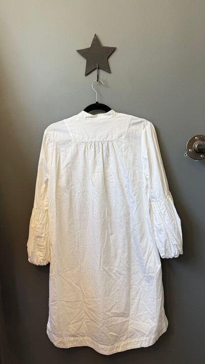Cotton Puff Sleeve Tassel Dress