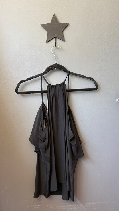 Silk Ruffle Racerback Cami Tank