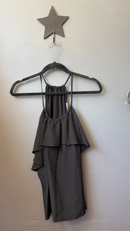 Silk Ruffle Racerback Cami Tank