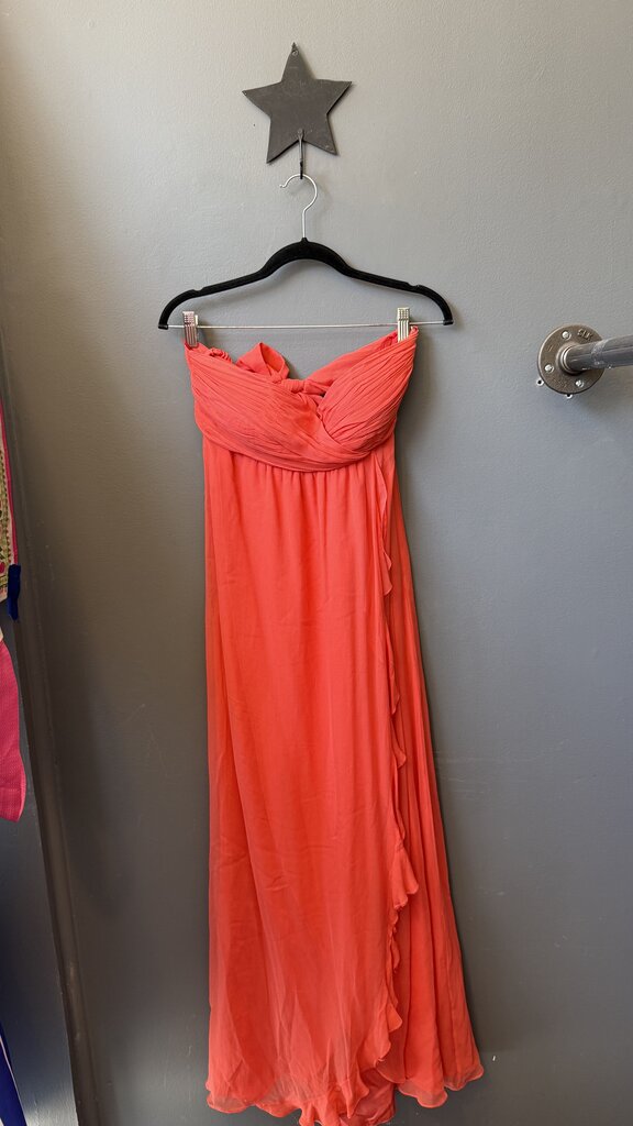 Silk Strapless Ruffle Maxi Gown Dress