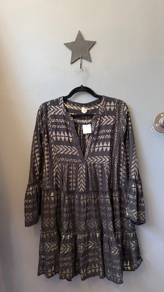 Metallic Tiered Mini Dress