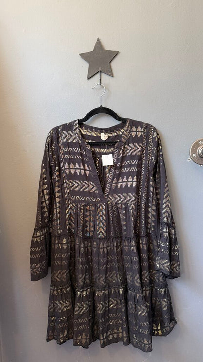 Metallic Tiered Mini Dress