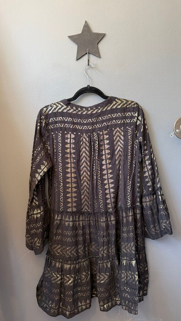 Metallic Tiered Mini Dress