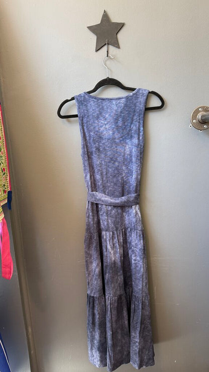 Indigo Dye Tiered Maxi Dress