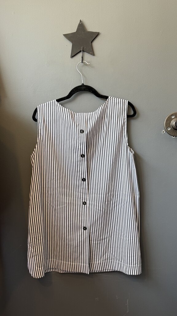 Stripe Button Back Sleeveless Blouse