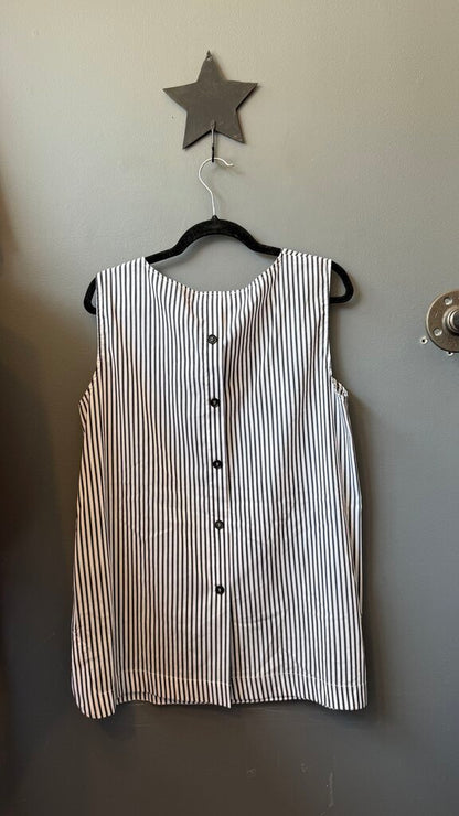 Stripe Button Back Sleeveless Blouse