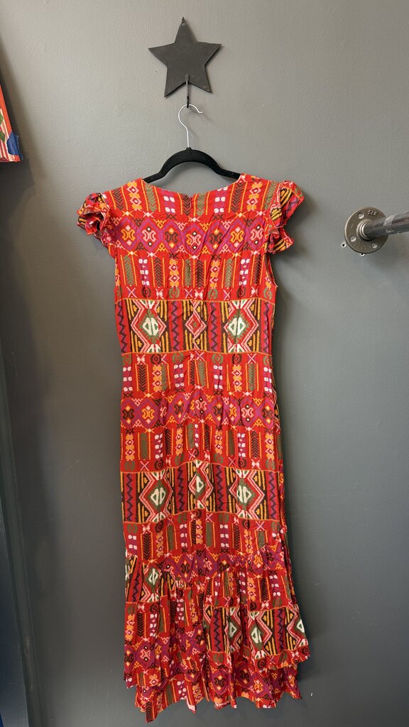 Printed Ruffle Hem Maxi Dress