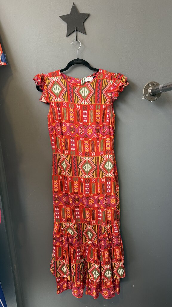 Printed Ruffle Hem Maxi Dress