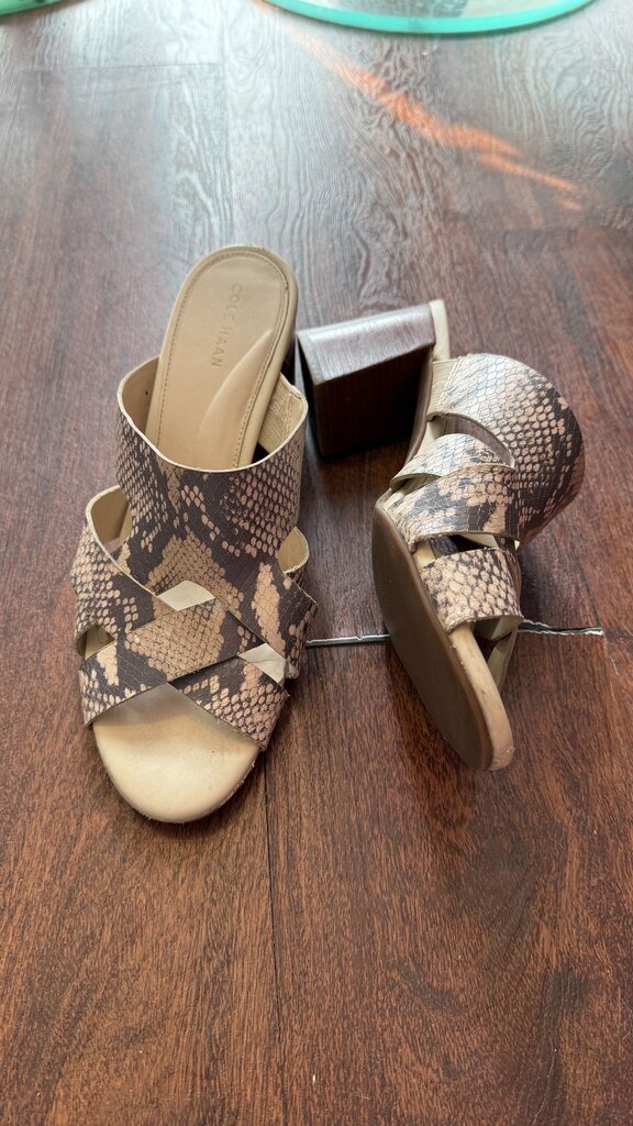 Python Embossed Leather Block Heel Sandals