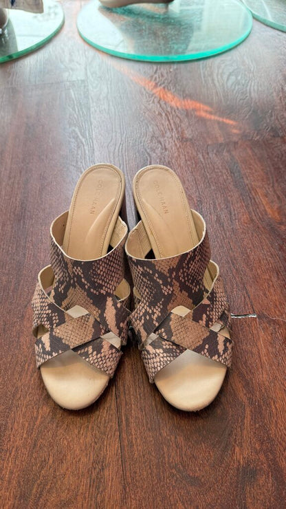 Python Embossed Leather Block Heel Sandals