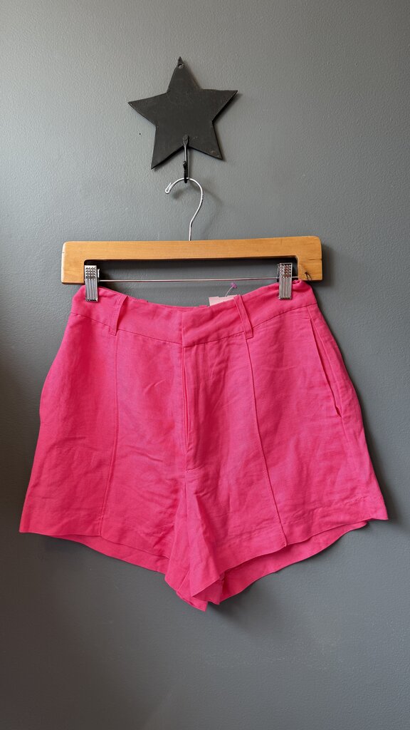 Linen Blend High Rise Shorts