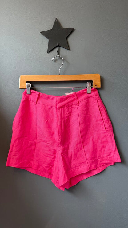 Linen Blend High Rise Shorts