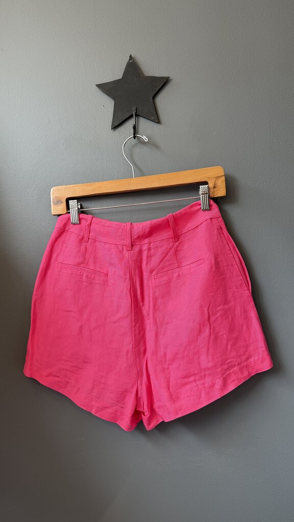 Linen Blend High Rise Shorts